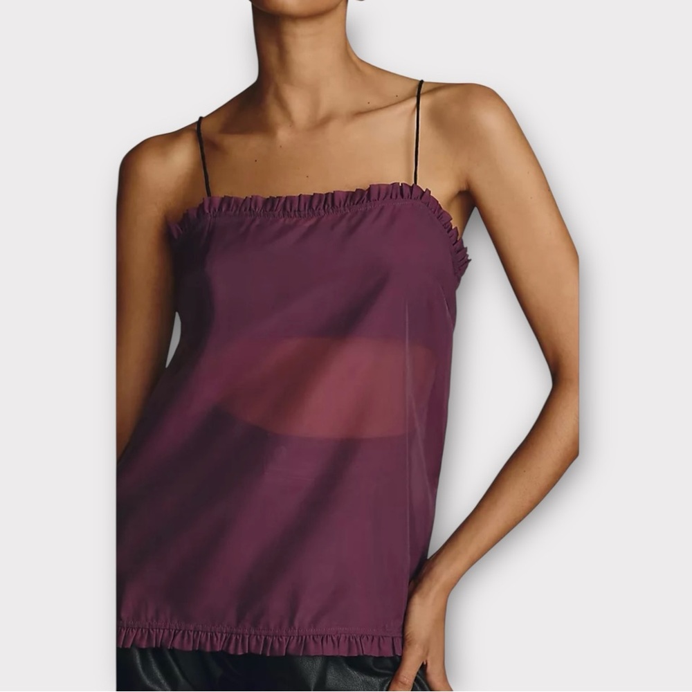Maeve burgundy ruffle layered cami top